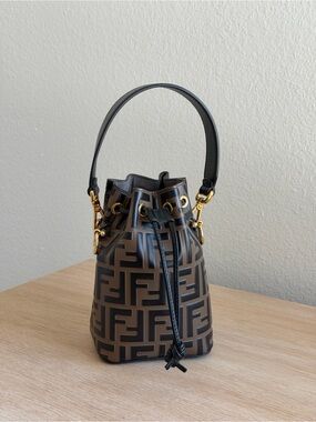Fendi Mon Tresor Brown leather mini bucket bag
